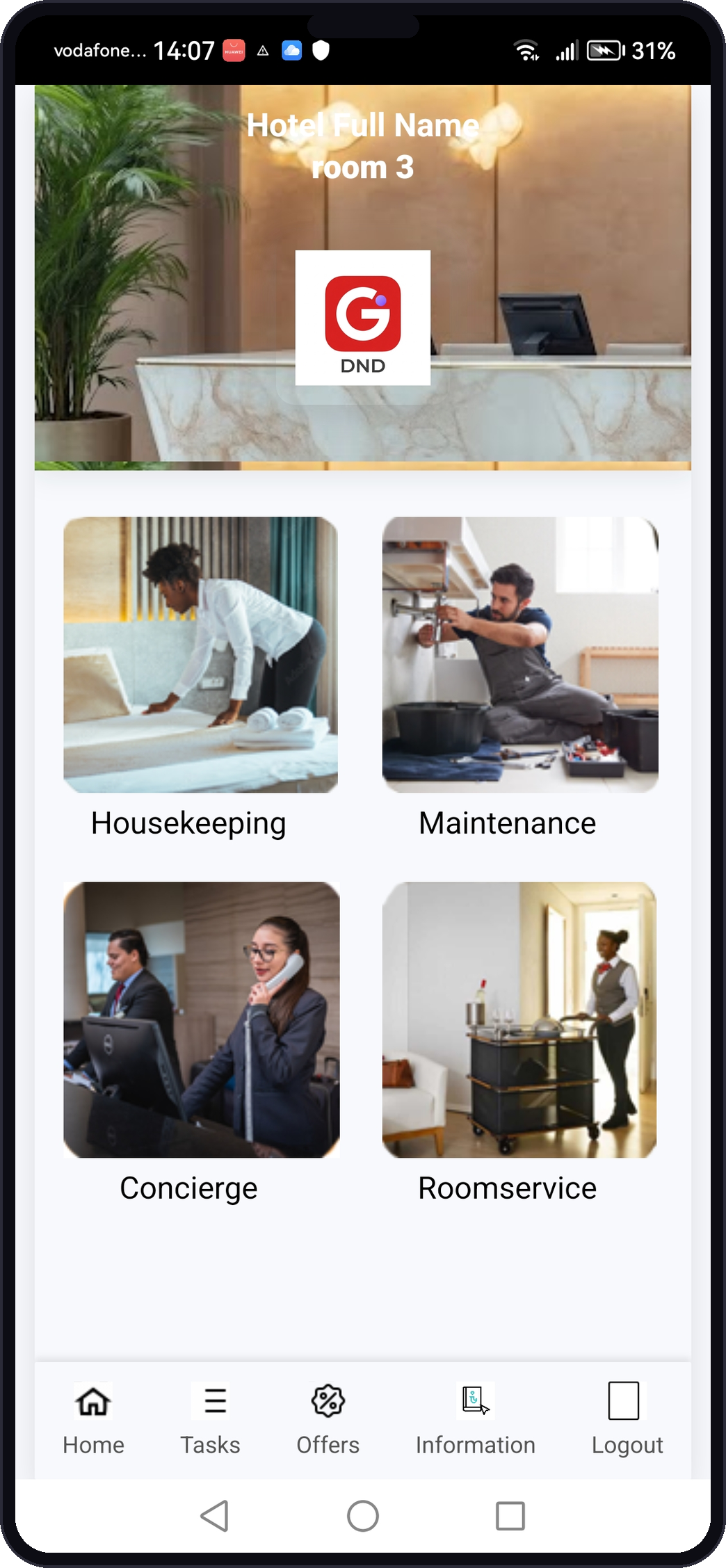 GuestHand app home screen